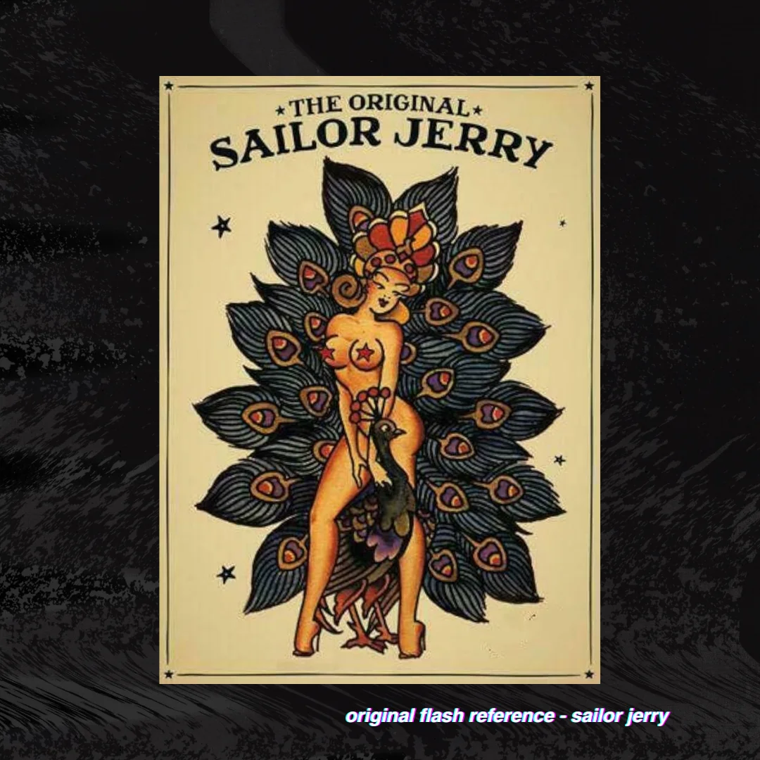 Sailor Jerry Pink Peacock Burlesque Pin Up Pattern product image (4)