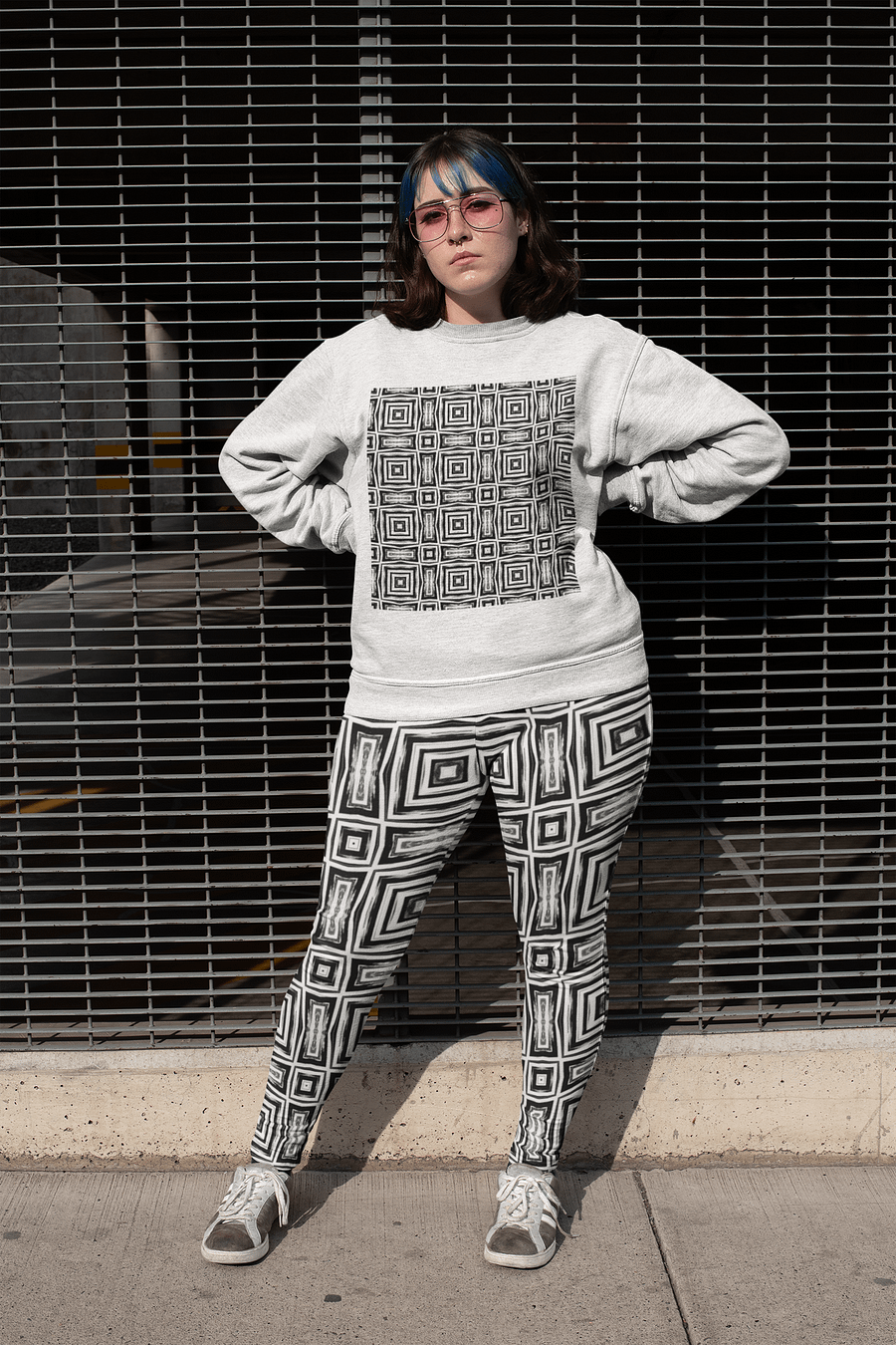 Abstract Monochrome Repeating Pattern All Over Print Ladies Leggings product image (10)