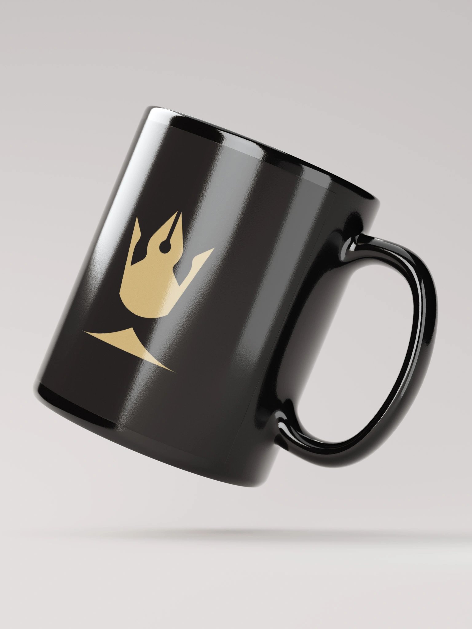 Pixaroma Gold Logo Glossy Black Mug product image (2)