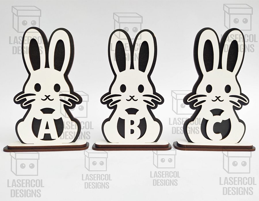 Easter Bunny Monogram Set 2 (3 Sizes) - Laser Cut Files product image (9)