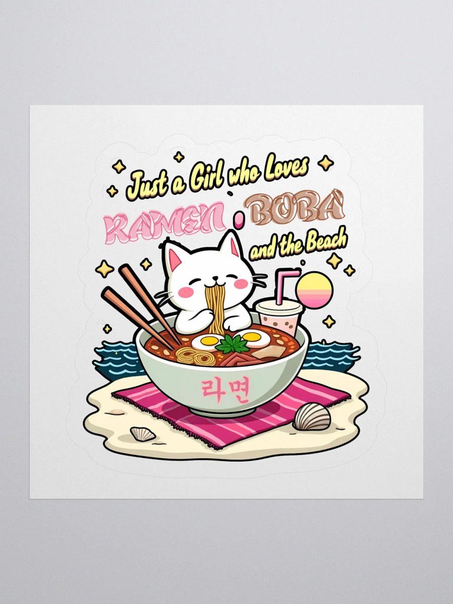 Ramen Cat - Just a Girl who loves Ramen Boba and the Beach Sticker product image (4)