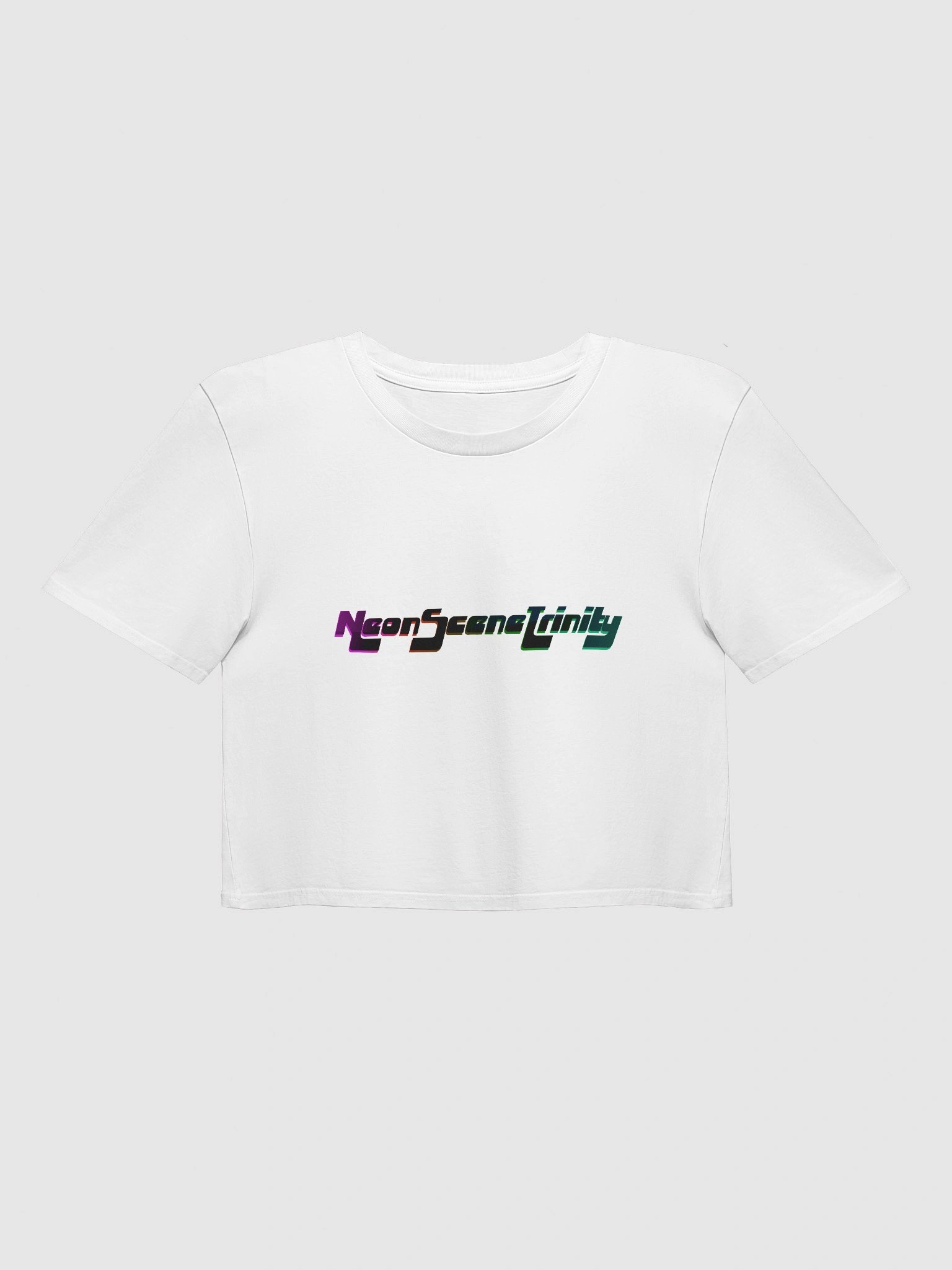 Neon Scene Trinity Logo Crop Top (White) product image (1)