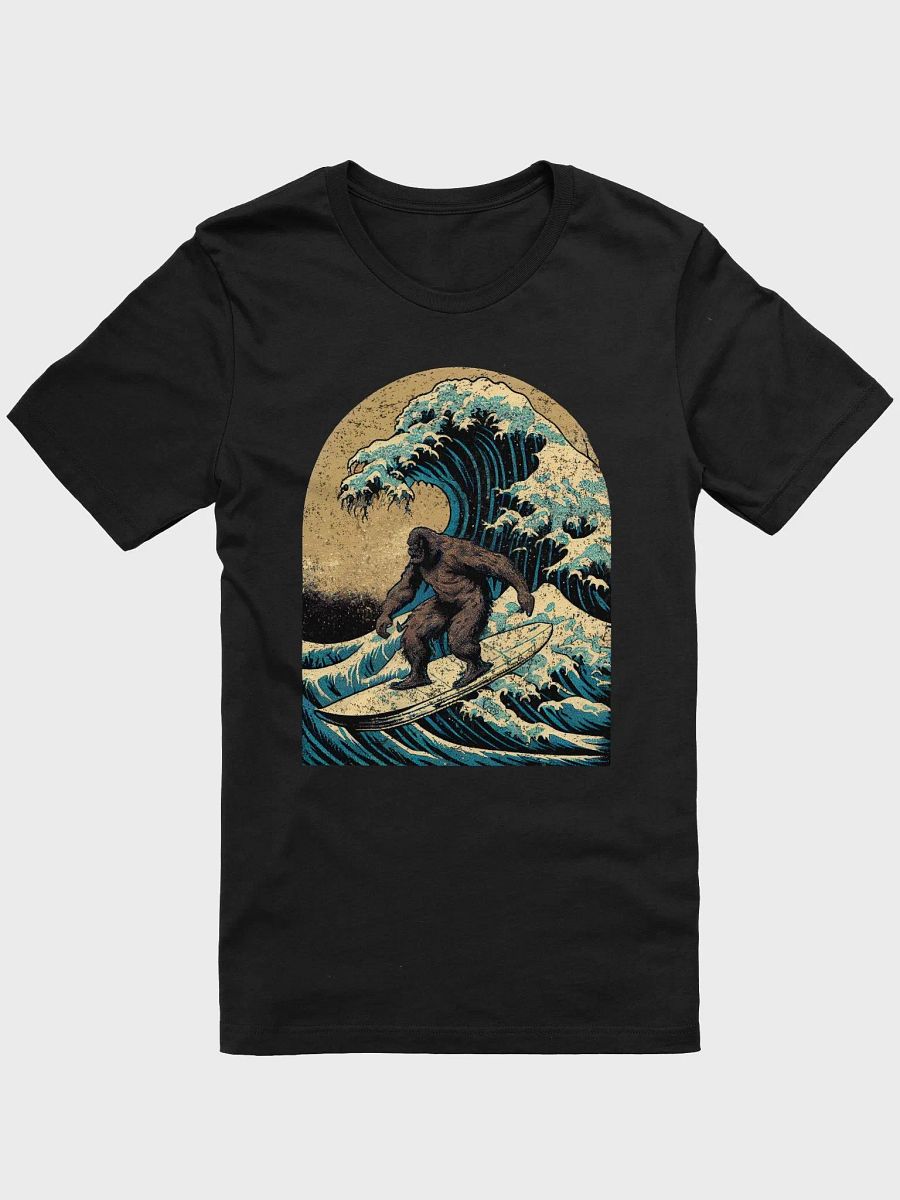 Surfing Bigfoot Distressed Graphic T-Shirt - "Great Wave off Kanagawa" Parody Tee product image (3)