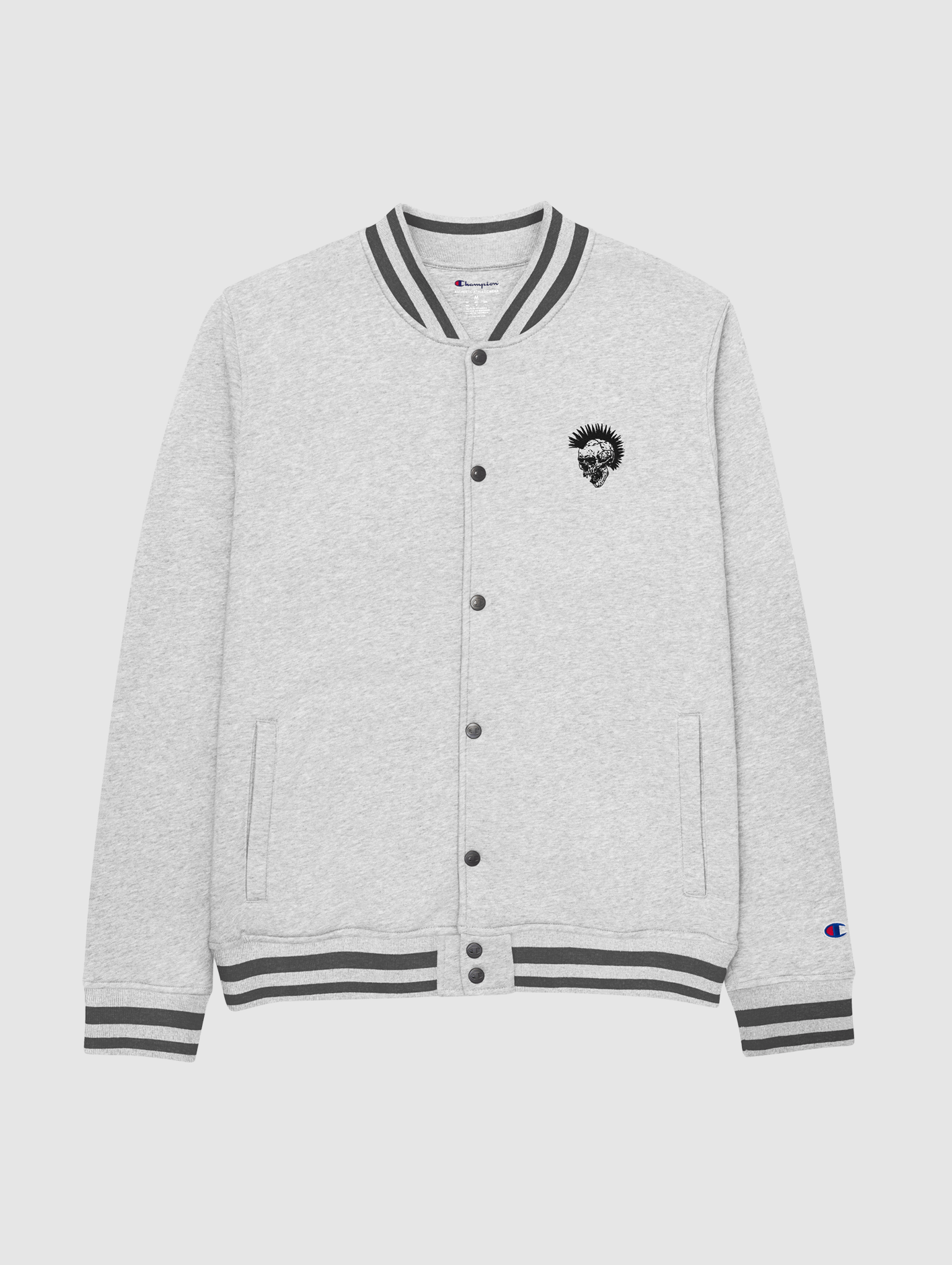 Punk Skull Embroidered Champion Bomber Jacket product image (2)