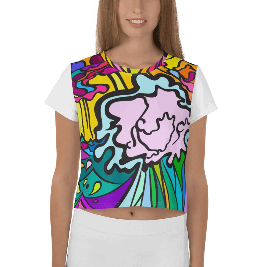 Vibrant Swirls All-Over Crop Tee - Wave at Sunset product image (1)