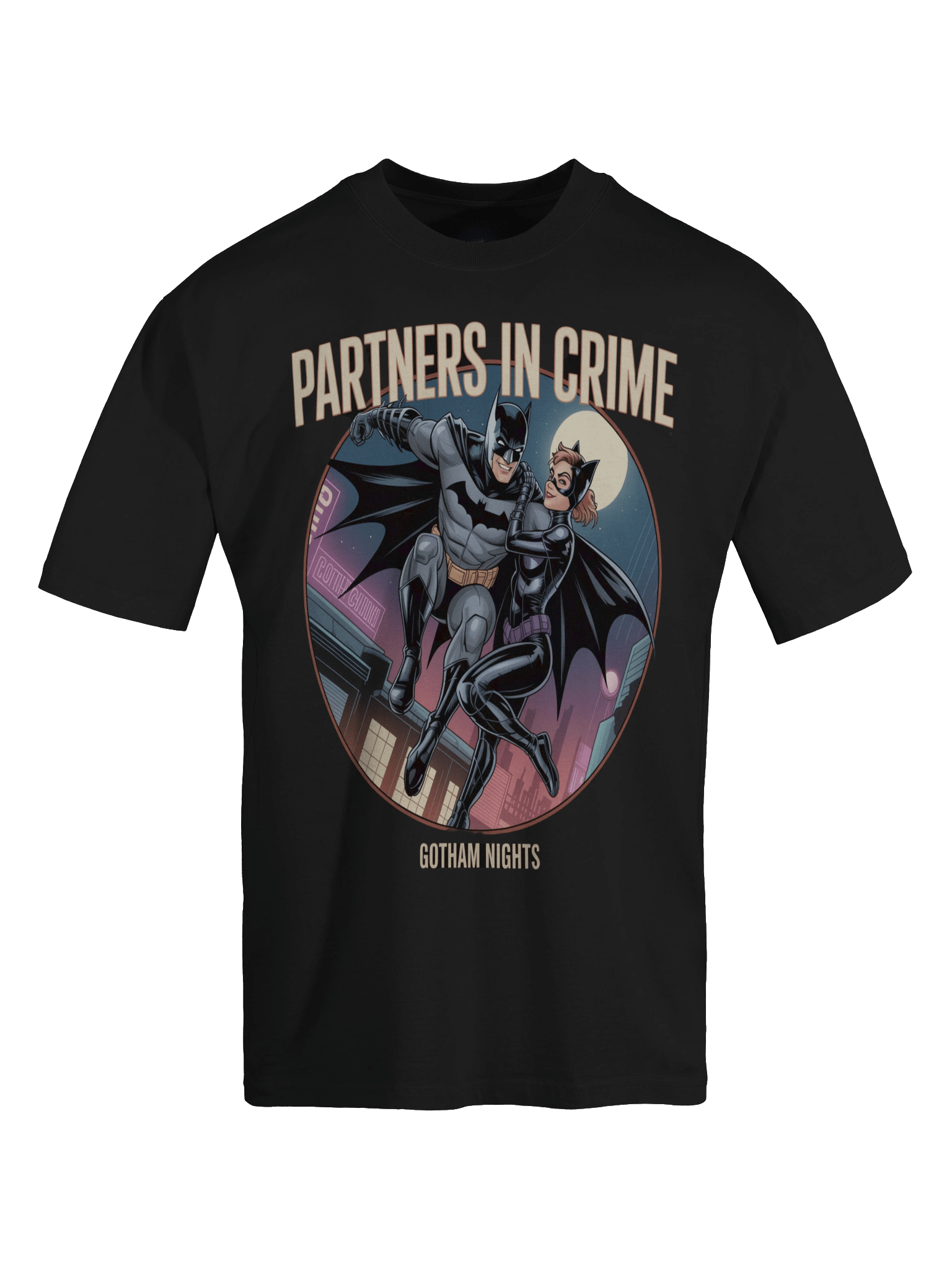 Forbidden Flight: Batman & Catwoman Partners in Crime Oversized Faded T-Shirt product image (1)