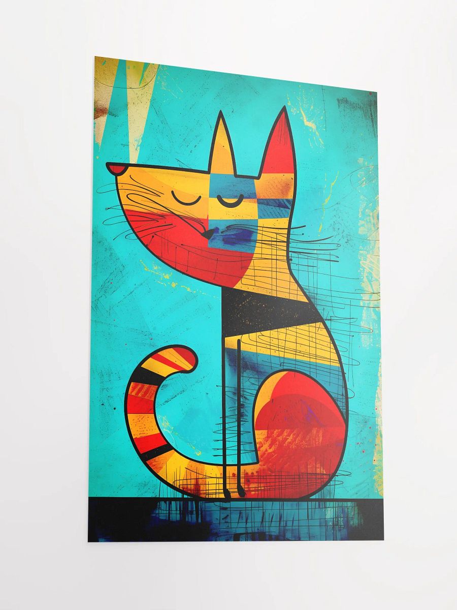 Cubist Whimsy: Abstract Colorful Cat Art Matte Poster product image (4)