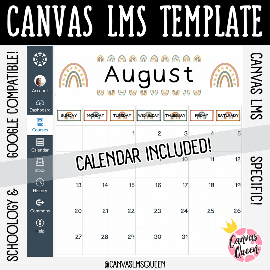 Canvas LMS Template - COURSE BUNDLE - Boho Rainbow - 100% Customizable product image (10)