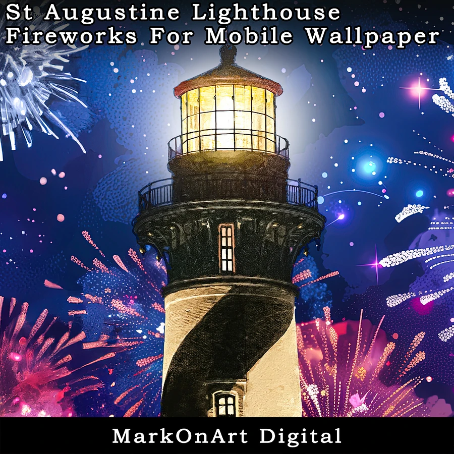 St Augustine Lighthouse Fireworks Art For Mobile Phone Wallpaper or Lock Screen | High Res for iPhone or Android Cellphones product image (3)