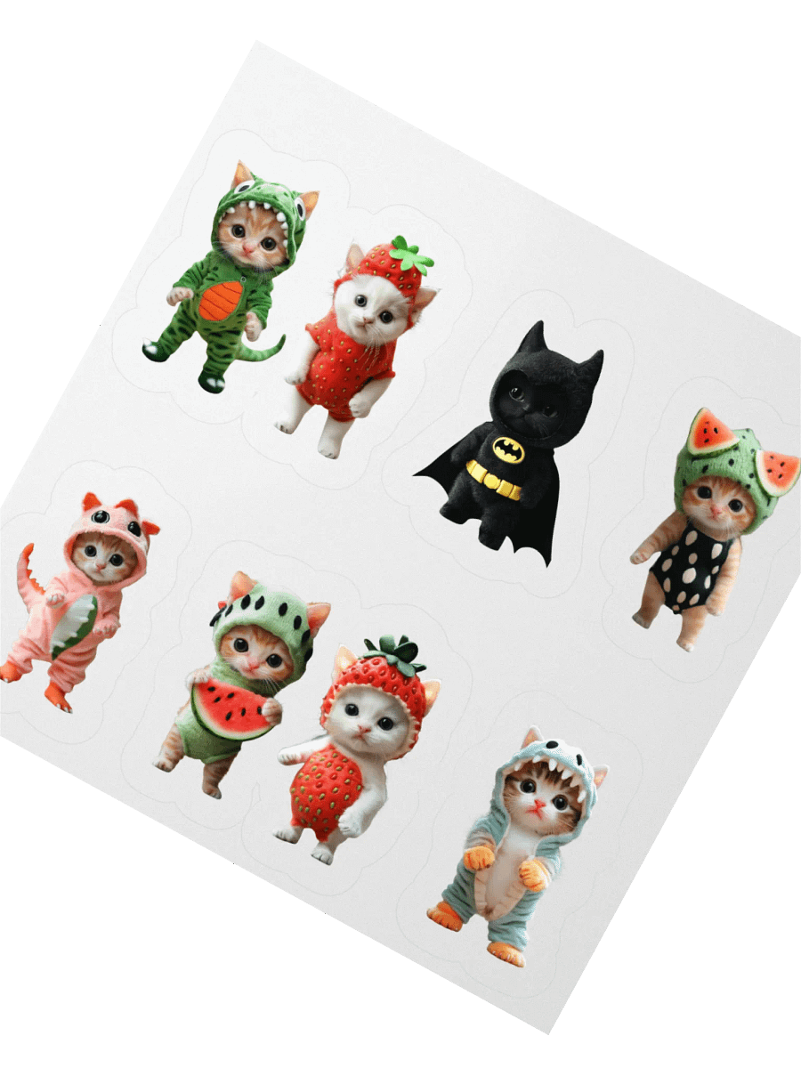 Cute Cat Kiss Cut Stickers / pet.dance.lovers / Whiskerful Costumed Kittens Sticker Pack product image (6)