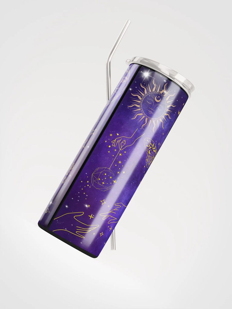 Cosmic Elegance: Purple Celestial Stainless Steel Tumbler with Reusable Straw product image (4)