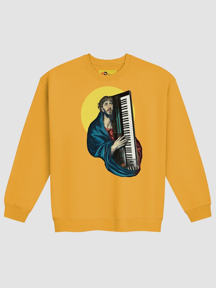 Christ Carrying the DX7 by Frank Fonik (Yamaha DX7), Techno EDM Classic Crewneck Sweatshirt product image (2)