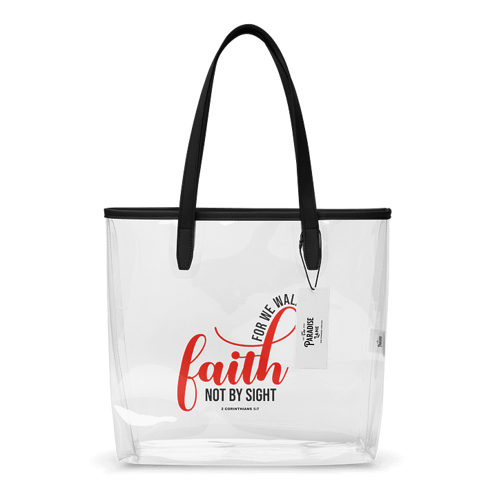 Walk by Faith Clear Tote Bag – Stylish, Spacious & Security-Approved product image (1)