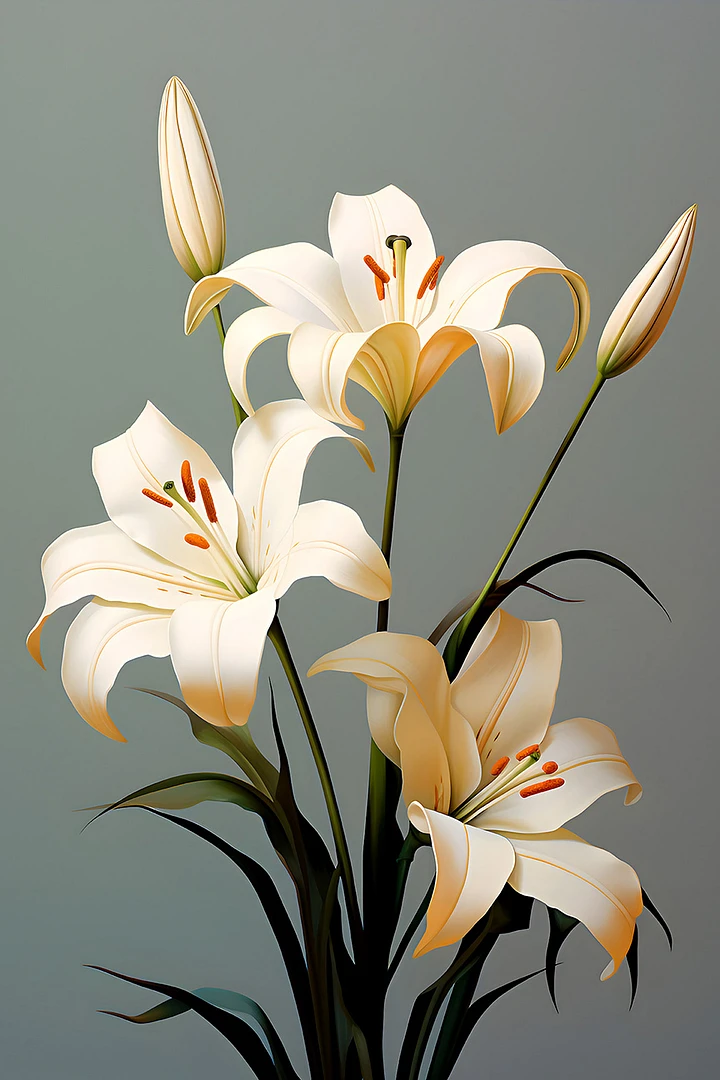 Tranquil White Lilies Art Print: Serene Botanical Poster for Sophisticated Decor Matte Poster product image (1)