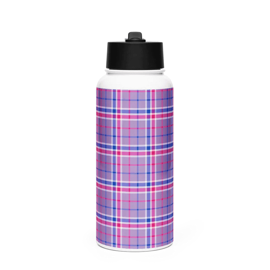Lavender, Magenta, and Blue Plaid Water Bottle product image (4)