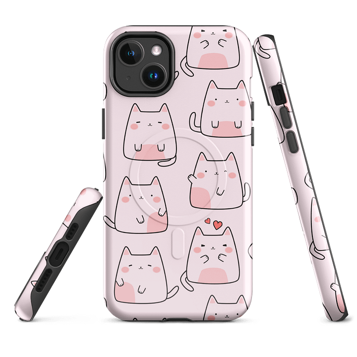 Cute Kawaii Cat Tough Magnetic iPhone MagSafe® iPhone® Tough Case, iPhone 14, iPhone 15, iPhone 16, Pro, Pro Max, Plus Case. product image (1)