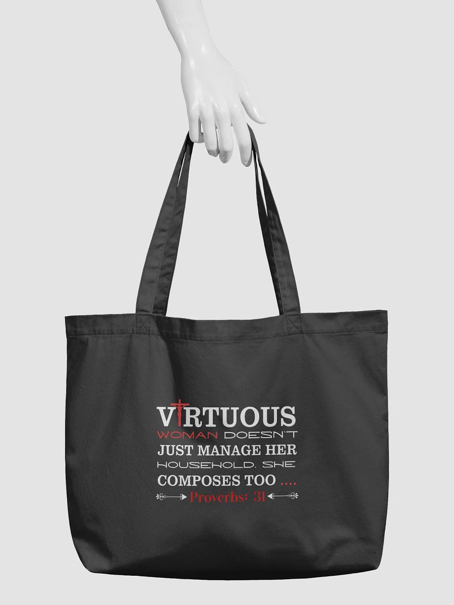 Virtuous Women Doesn`t Just Manage Her Household, She Composes Too. Earth Day Christian Eco Tote Bag product image (3)