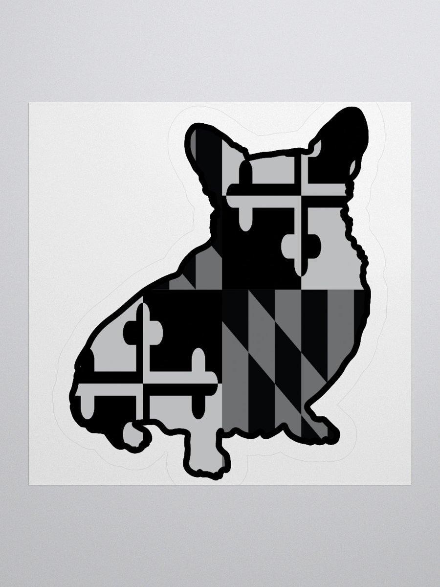 Maryland Flag Corgi (B&W) Sticker product image (2)