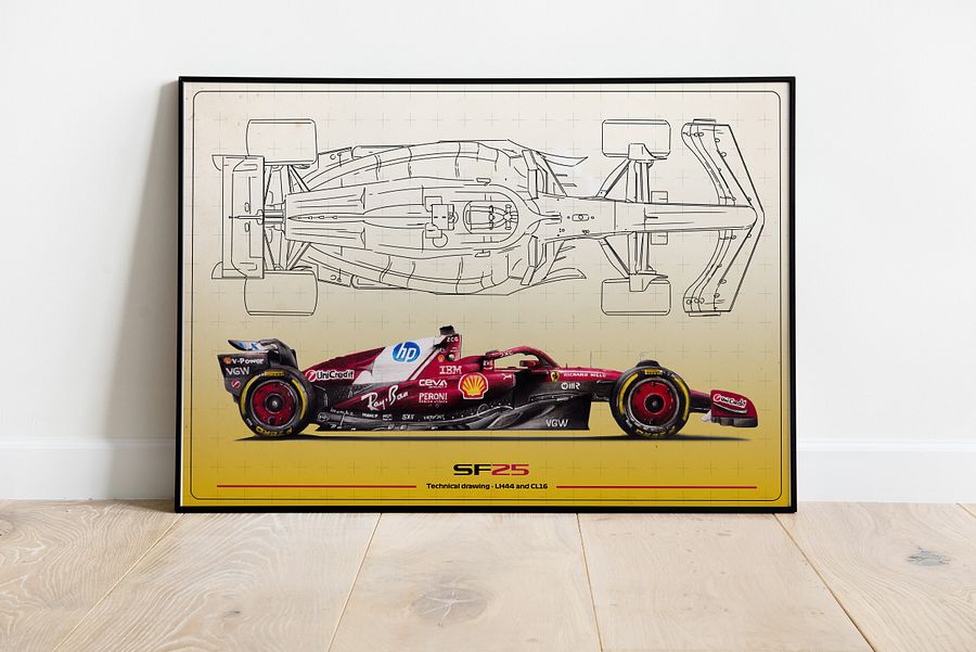 DIGITAL SF-25 technical drawing Scuderia Ferrari, Leclerc and Hamilton F1, Formula-1, F1 Posters, F1 Art, Formula 1 Wall Art, Gifts for Him, Motorsport product image (4)