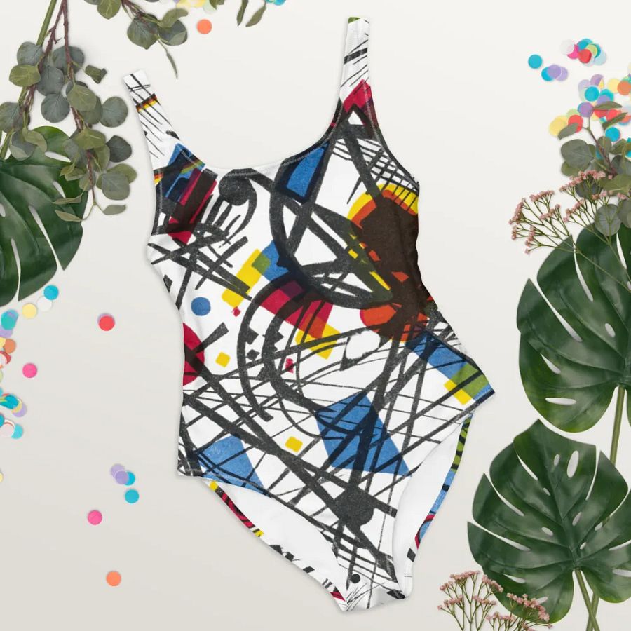 Abstract Lithographic Pattern Design one piece Swimsuit - V3 product image (8)