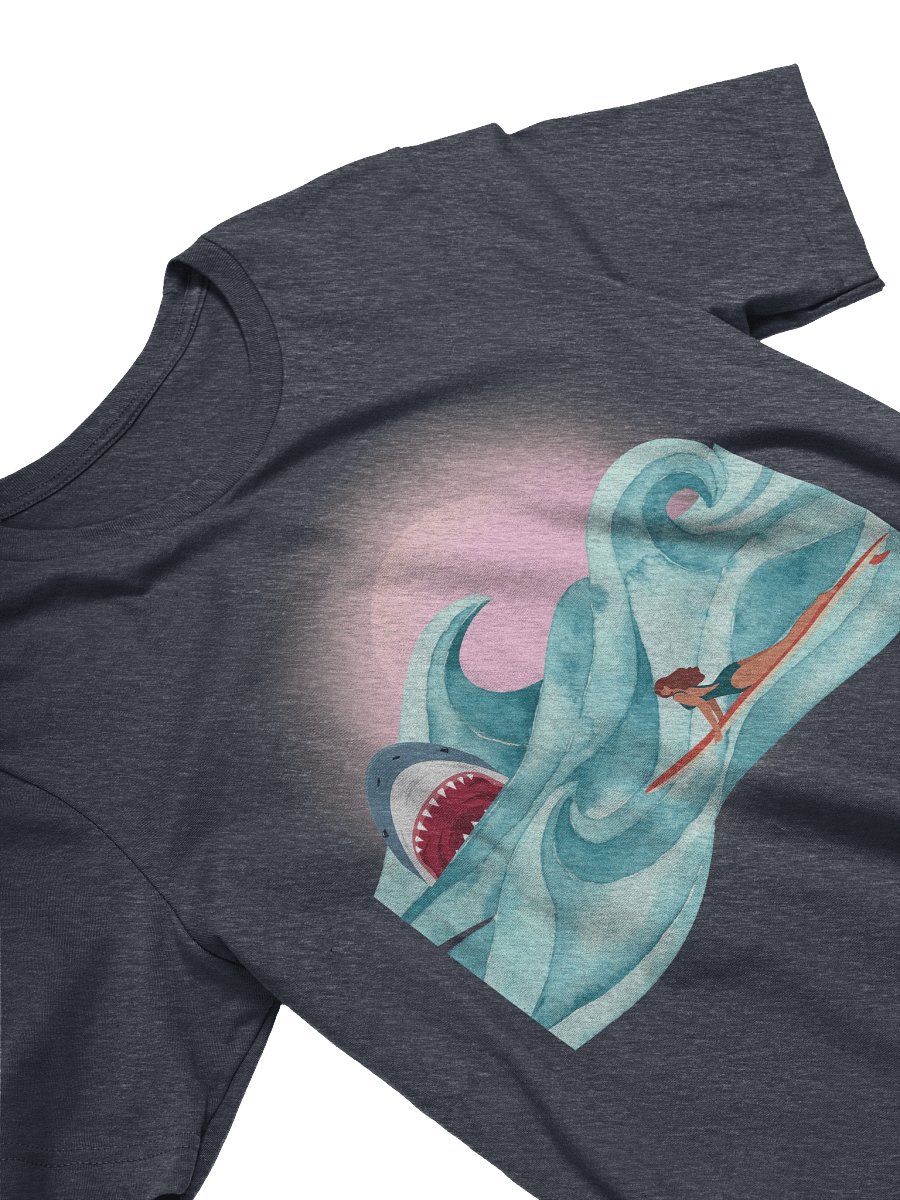 Retro Surfer & Shark Tee | Vintage Wave Rider with Bite product image (28)
