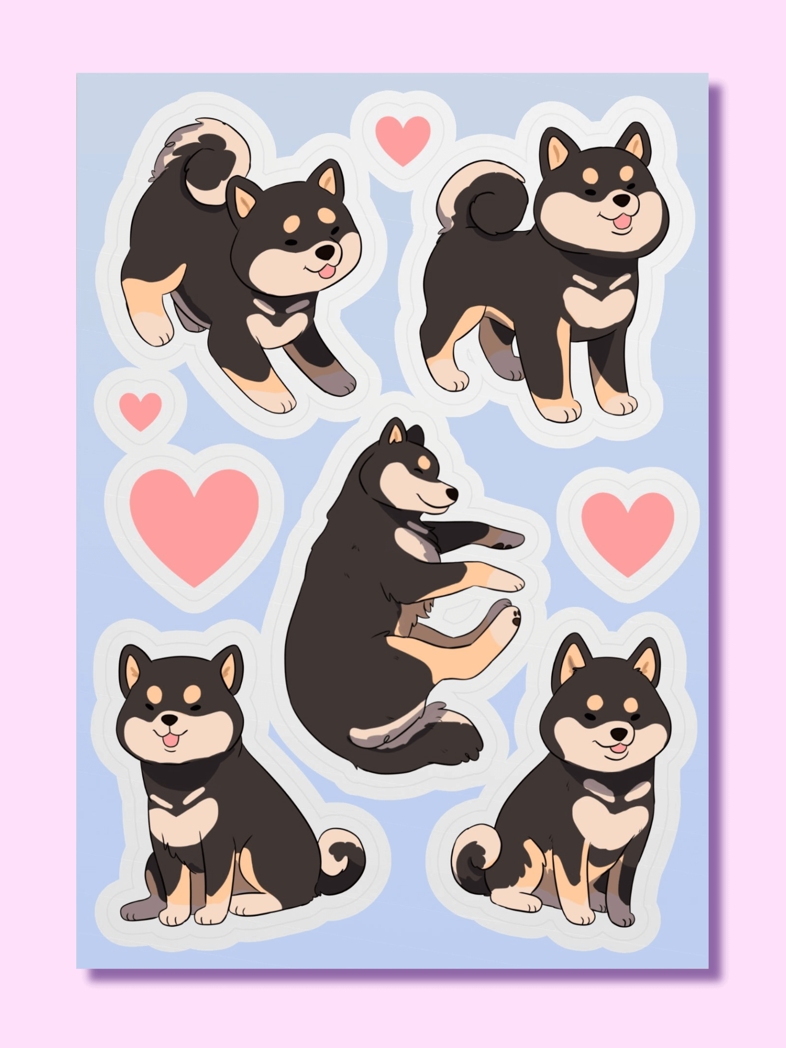 Whimsical Shiba Inu Kiss-Cut Sticker Sheet product image (1)
