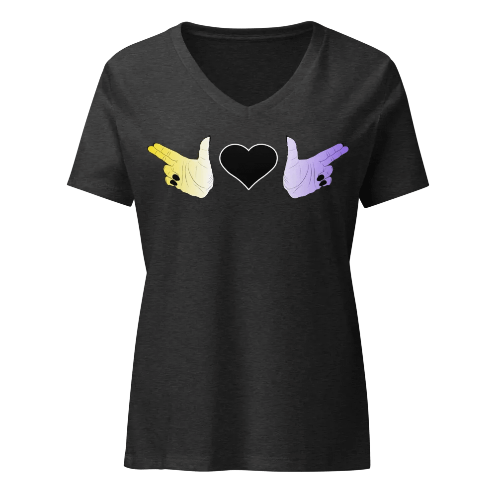 Finger Guns (enby flag) V Neck product image (3)