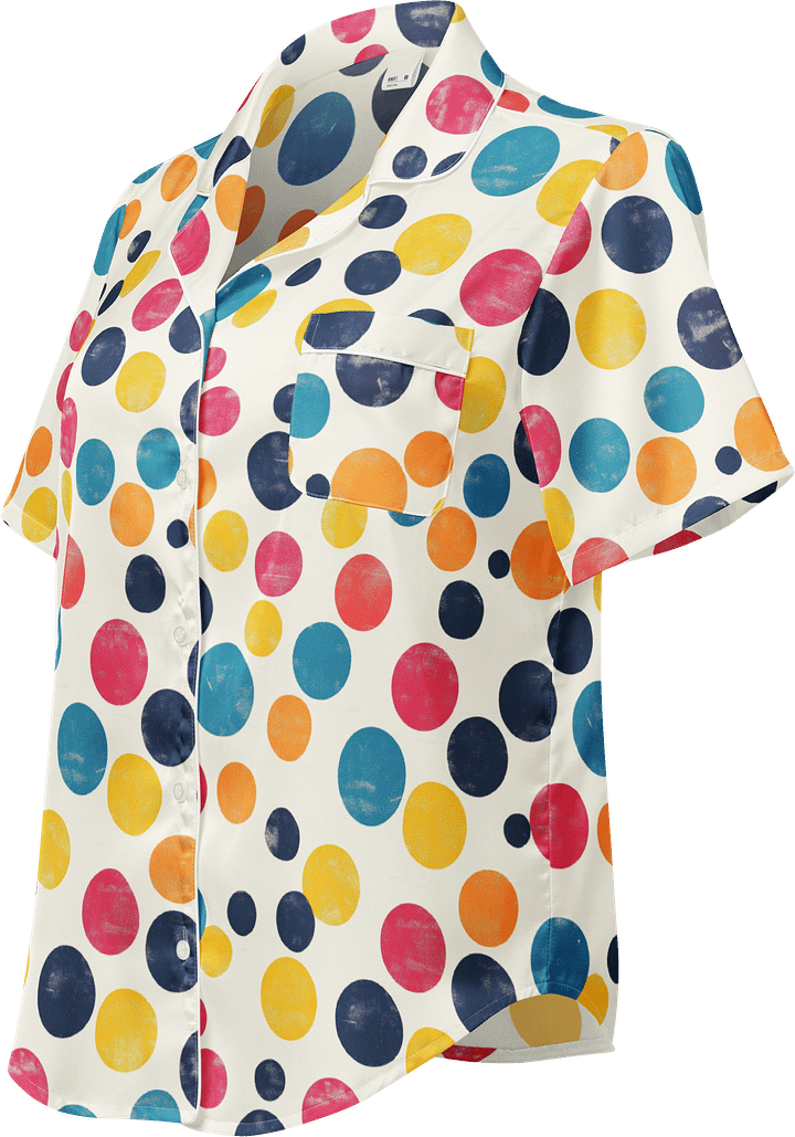 Polka Dot Illusion Vintage Retro Women's Short Sleeve Pajama Top product image (1)