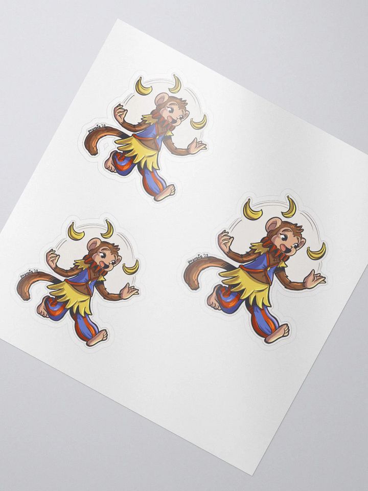 Banana-Juggling Monkey Jester Sticker Set - Whimsical Circus Decals product image (2)
