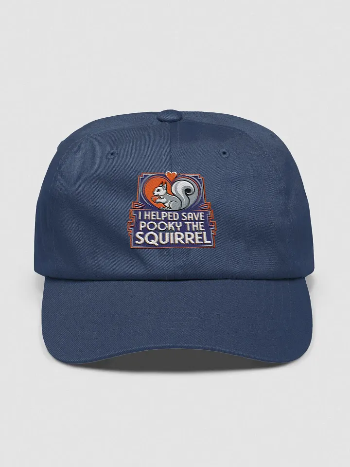 Baseball Hat: I helped Save Pooky the squirrel. Navy and Red. product image (1)