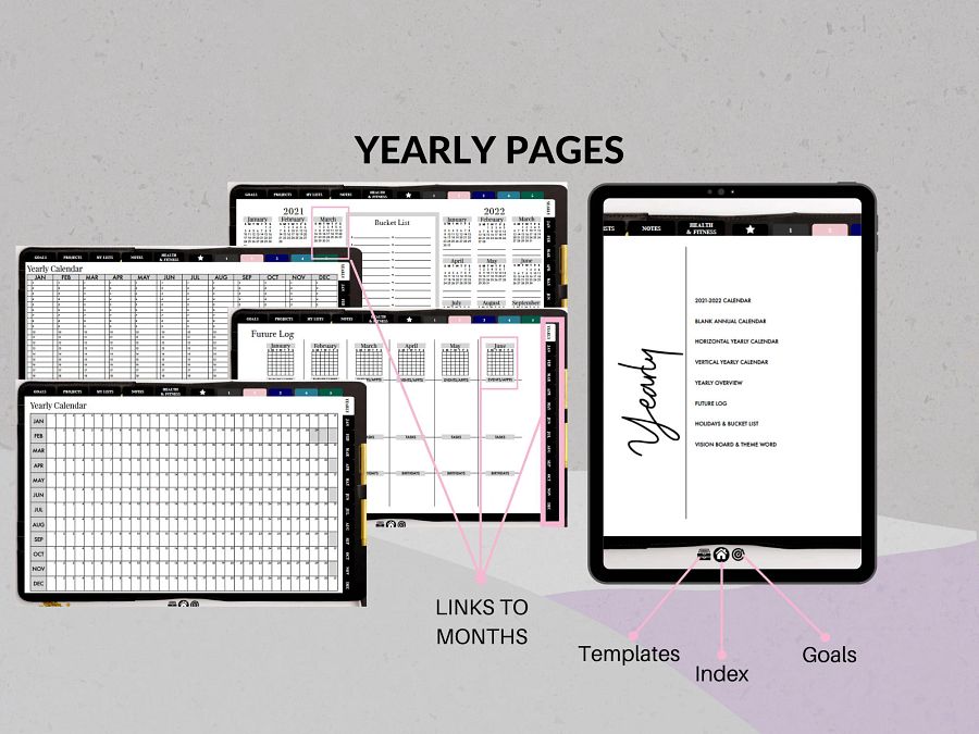 Undated Digital Planner - Black Vertical Week | Ideal for iPad & Phone product image (5)