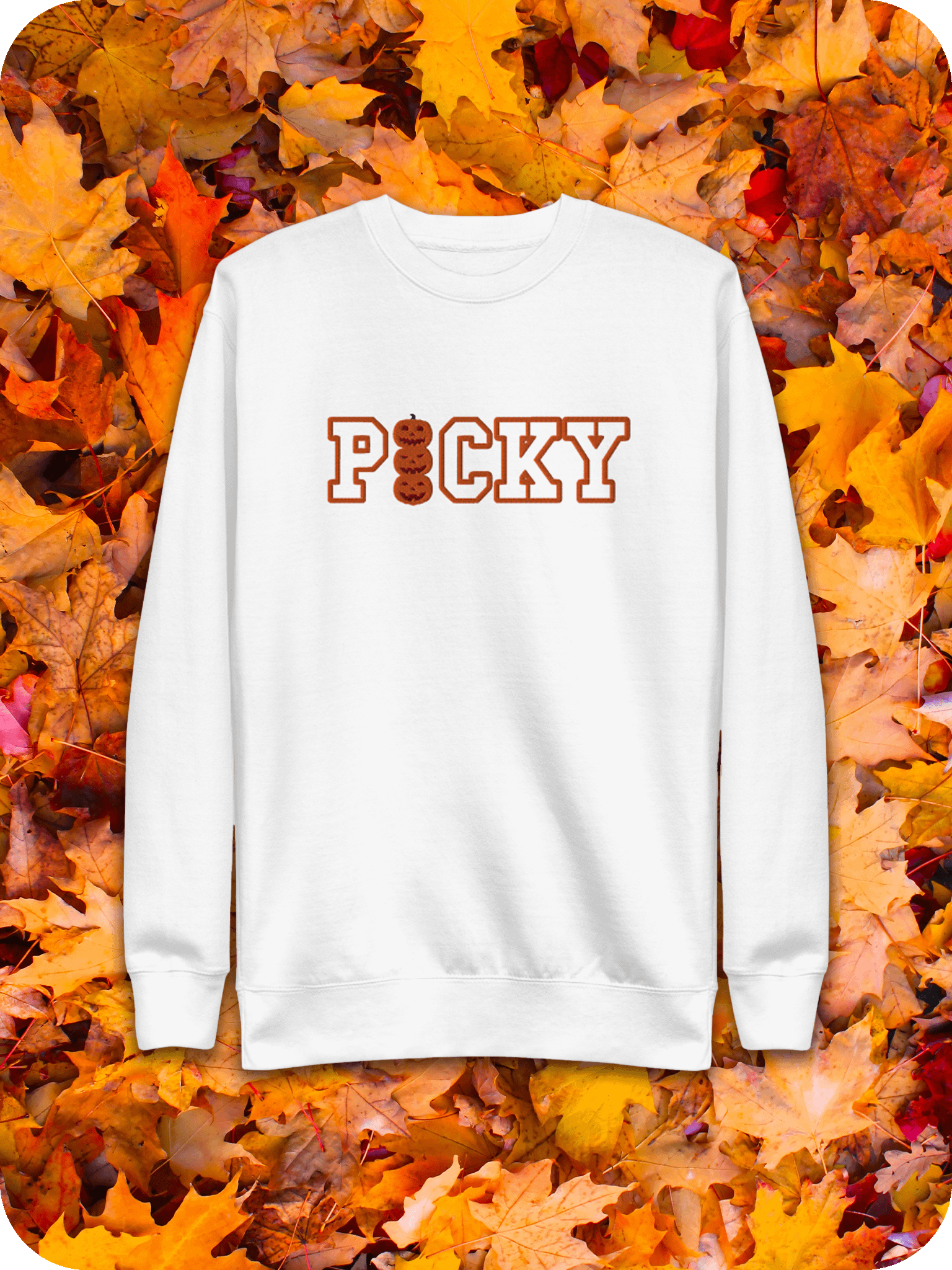 Picky Pumpkin Embroidered Crewneck (4 Colors) product image (1)