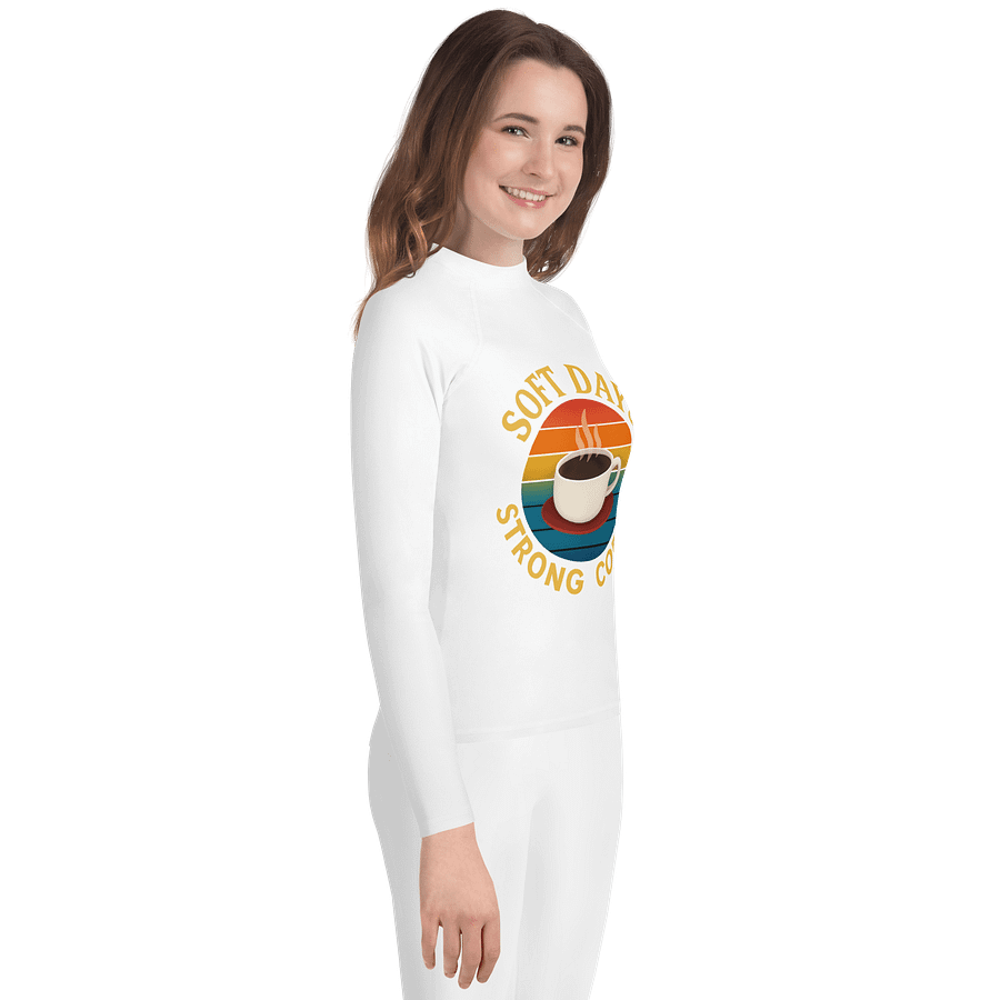 Rainbow Retro Coffee Youth Rash Guard product image (4)