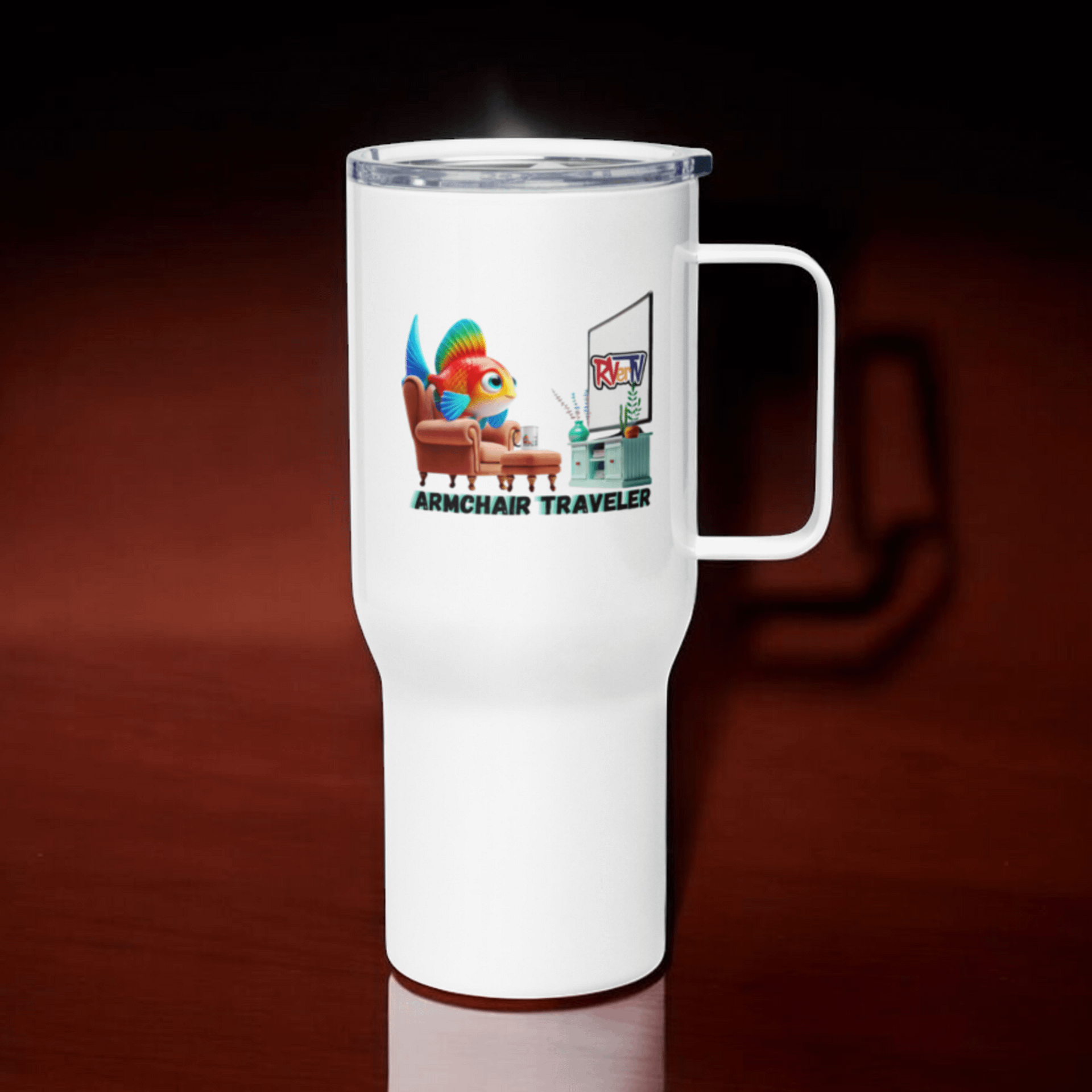 Armchair Traveler Fish - Travel Mug with Handle product image (2)
