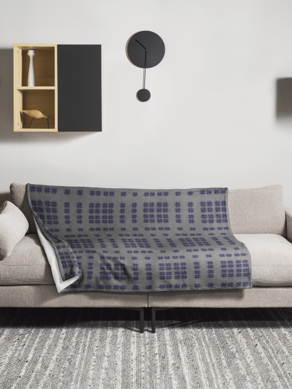 Blue & Purple Flower in Geometric Harmony Throw Blanket product image (1)