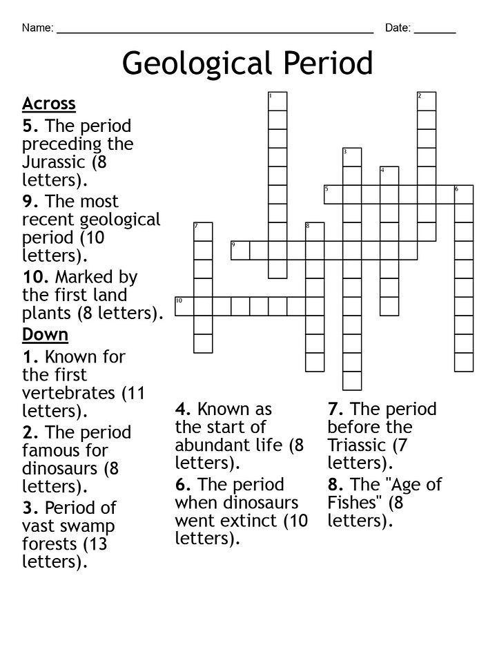 Geological Period Crossword Puzzle product image (1)