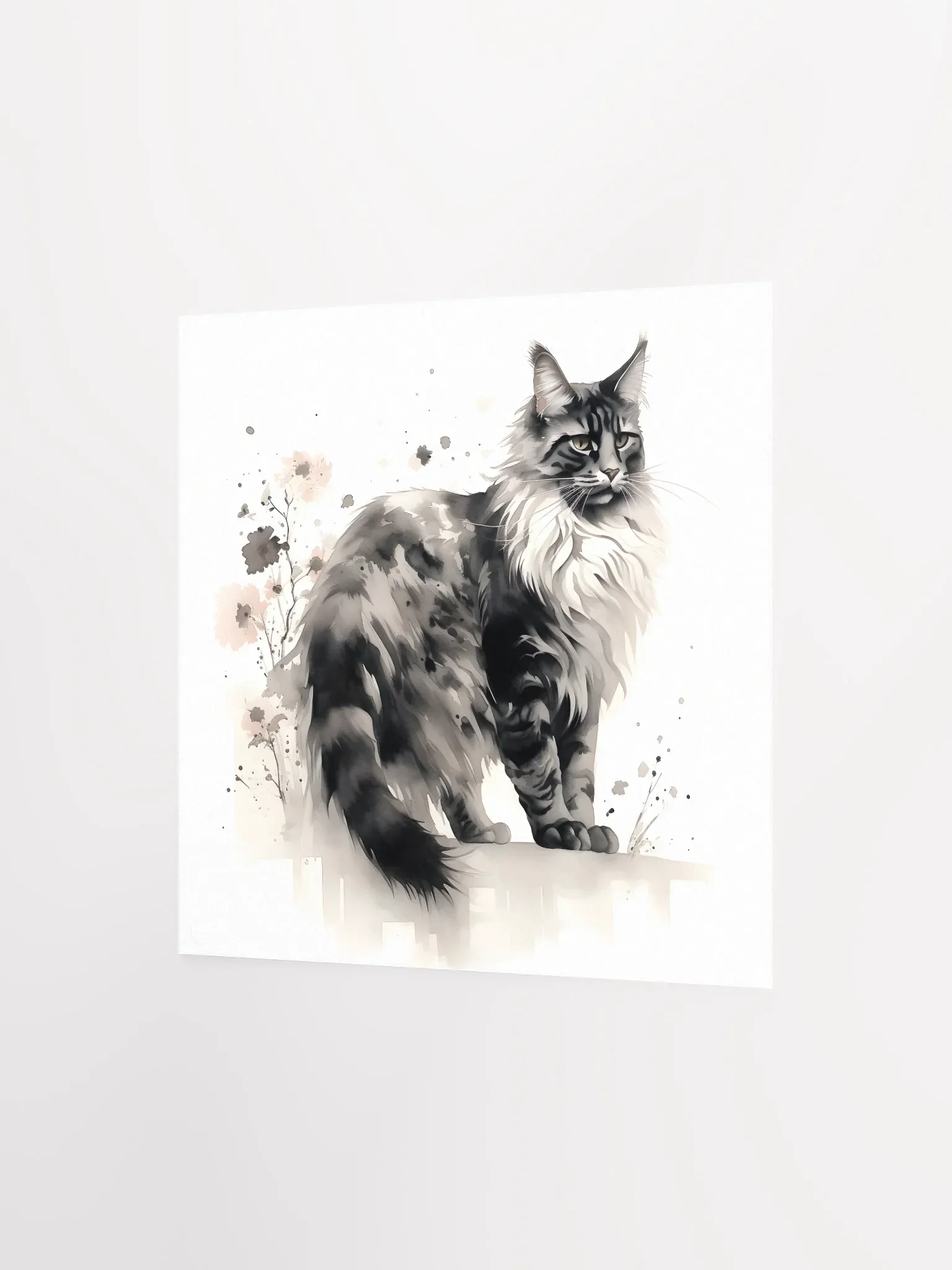 Maine Coon Floral Ink Art Print product image (2)