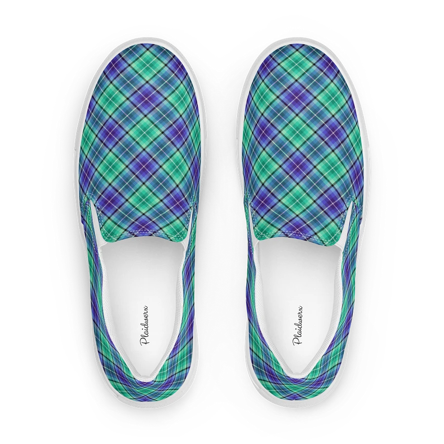 Bright Green and Purple Plaid Women's Slip-On Shoes product image (1)