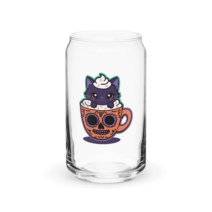 Sugar Skull Kitten Mug 16oz Can-Shaped Drinking Glass product image (1)