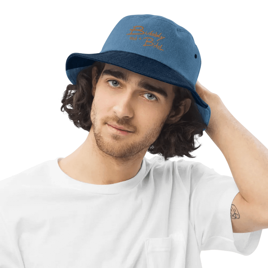 Bubbly and a B*tch (brass) embroidered denim bucket hat product image (13)
