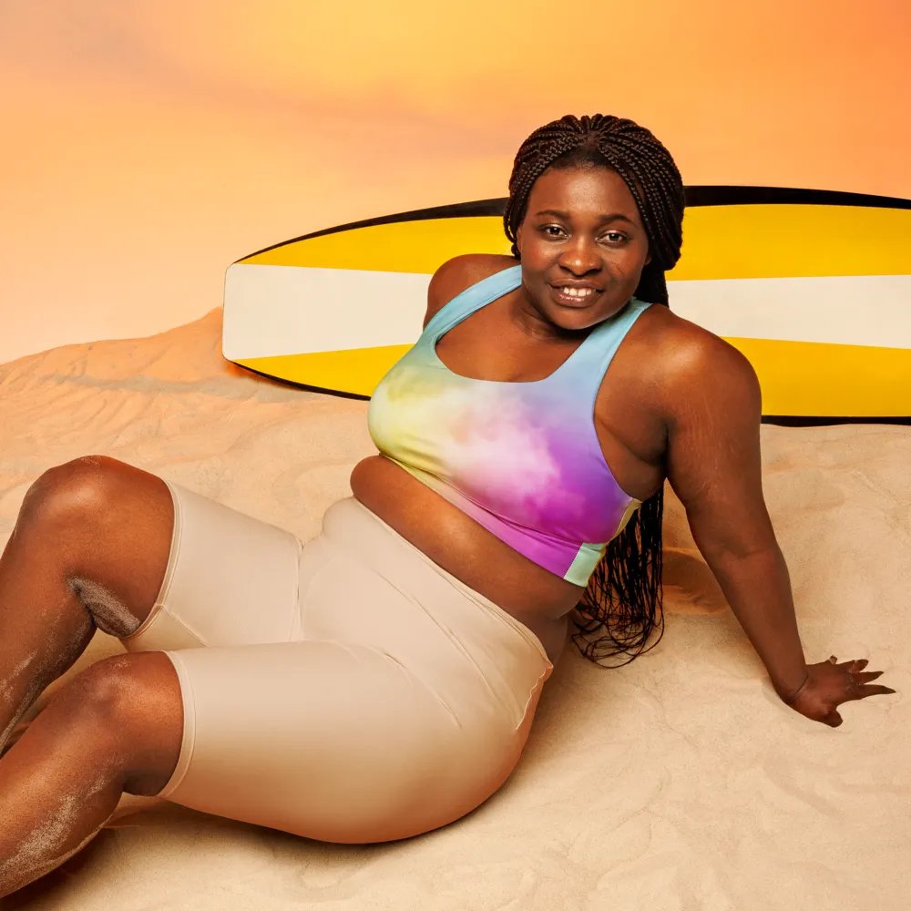Blur cloud rainbow Design Longline Sports Bra - v3 product image (6)