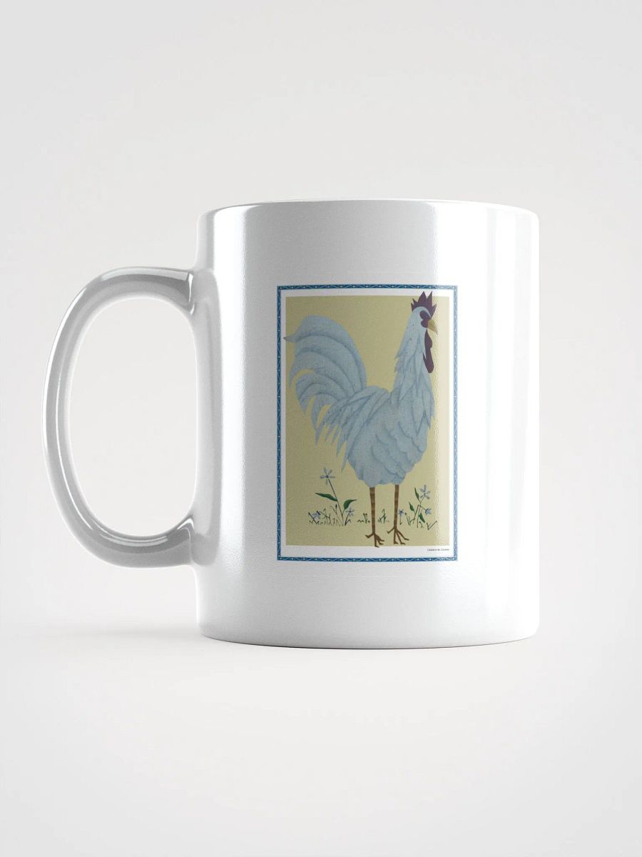 White Glossy Mug with Chicken and yellow background product image (6)