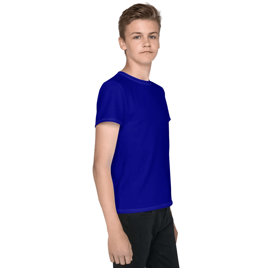 Youth Plain Color Navy Blue T-Shirt product image (4)