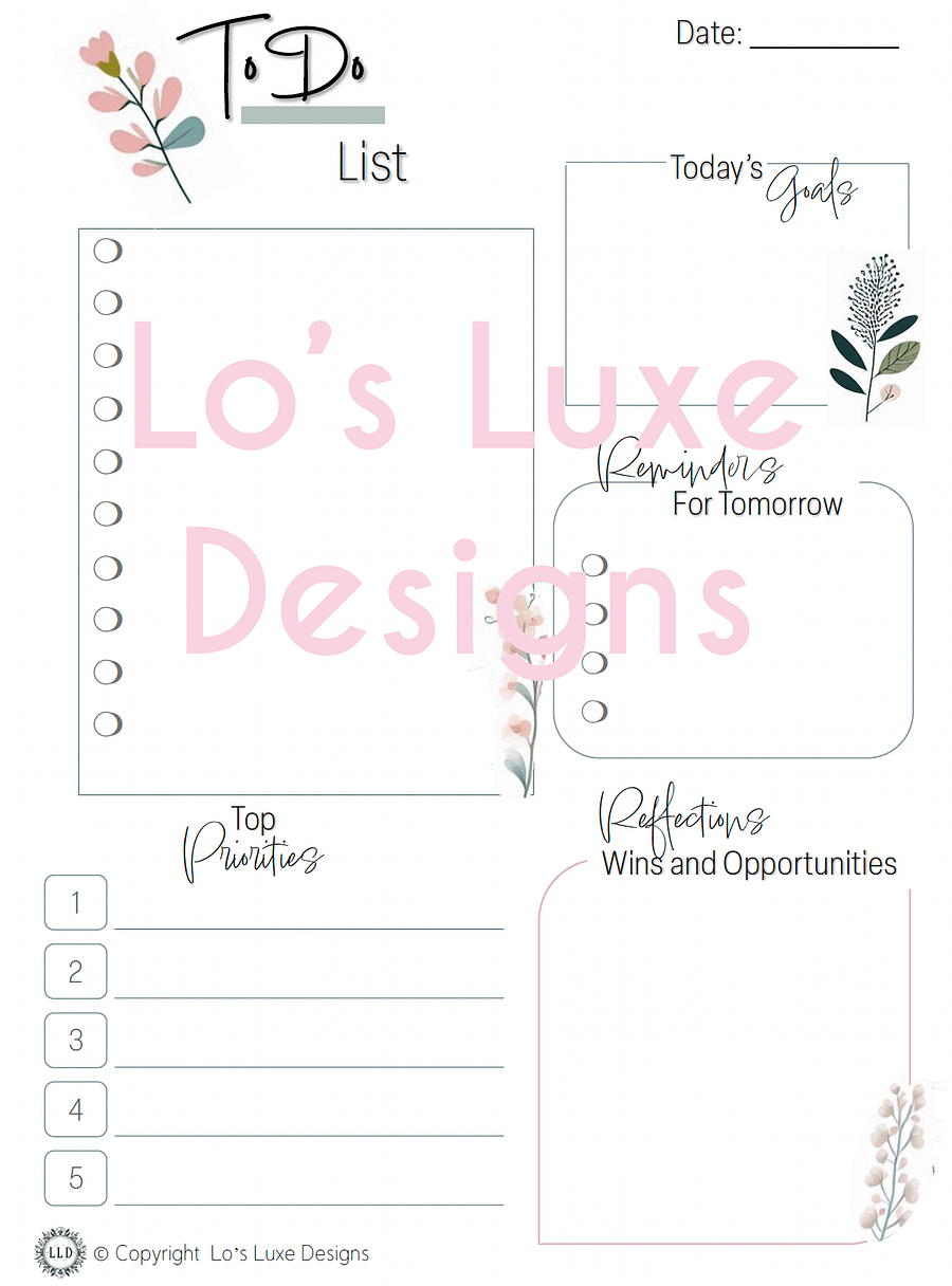 Simple Florals To Do List Bundle - 8.5x11 - Printable product image (1)