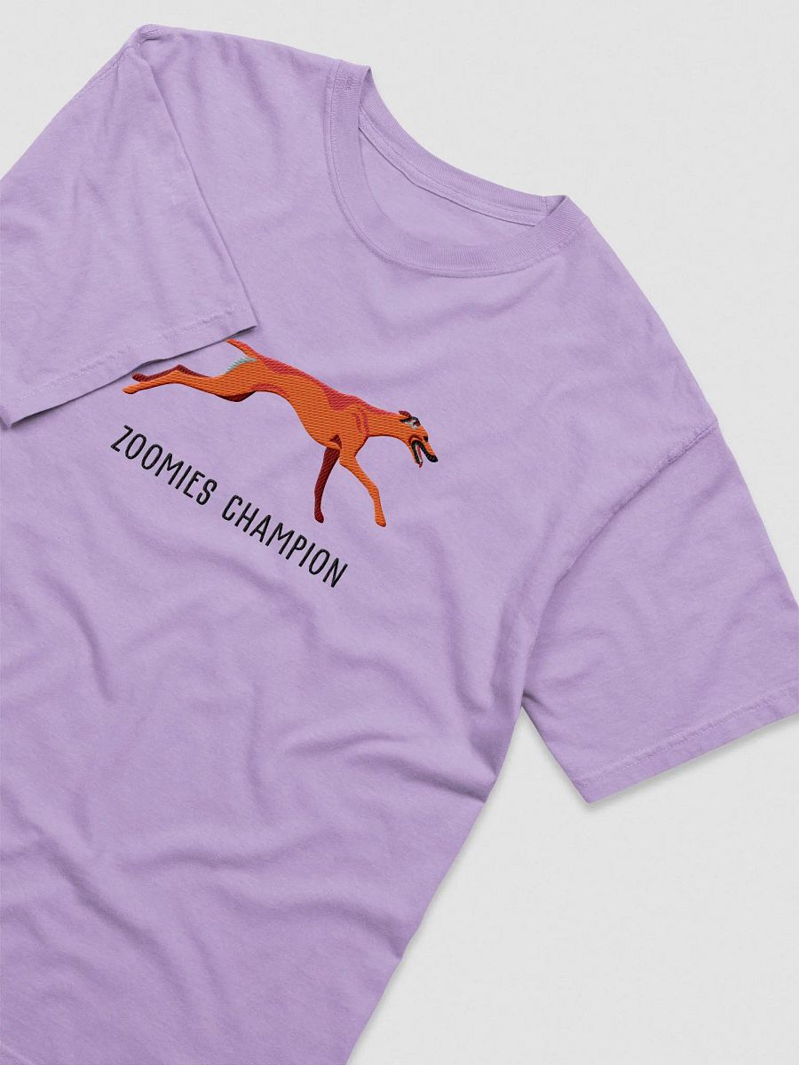 Zoomies Champion T-Shirt(Embroidered) of a Greyhound(Red) product image (6)