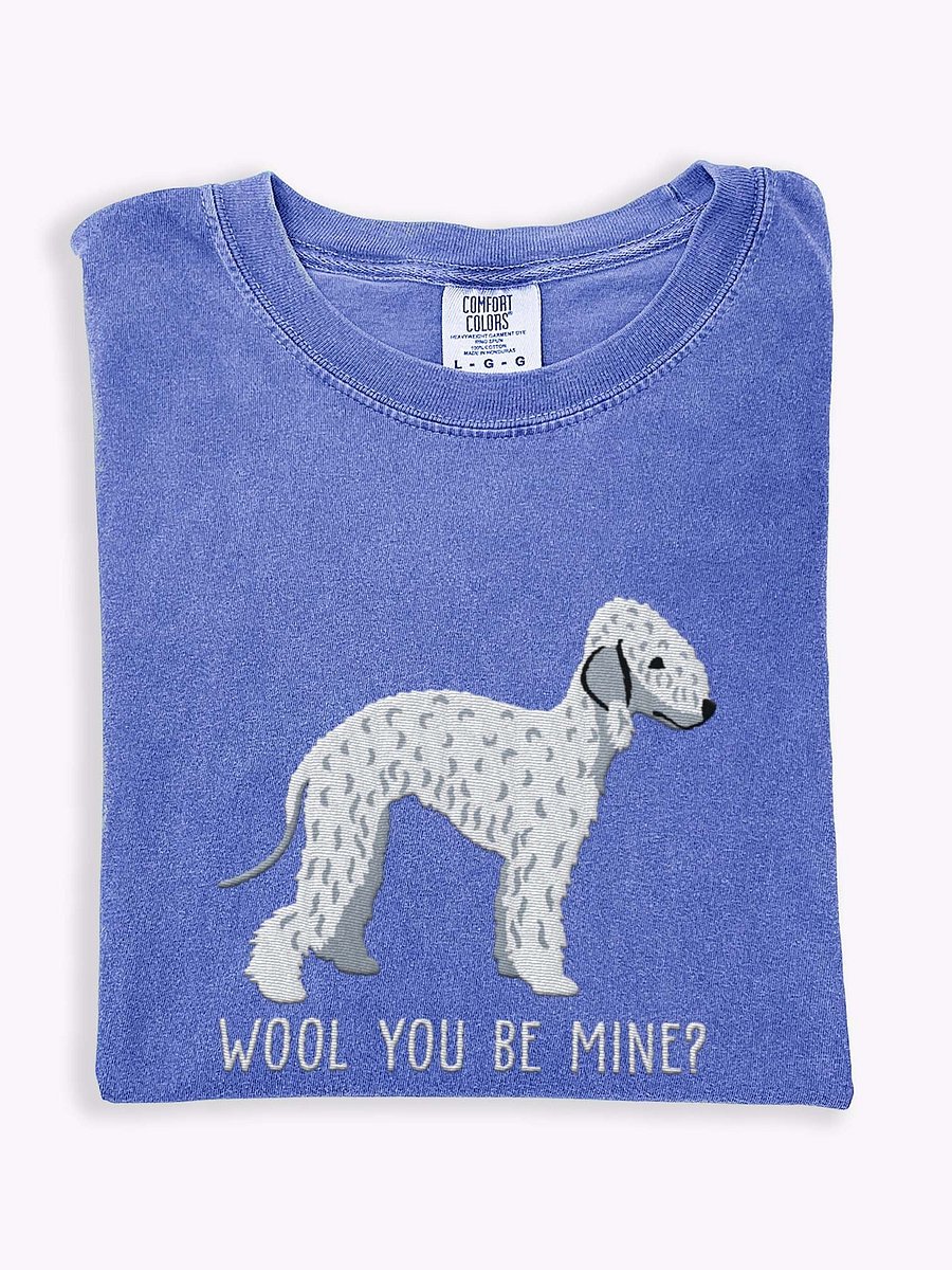 Wool You Be Mine? T-Shirt(Embroidered) of a Bedlington Terrier(White) product image (1)