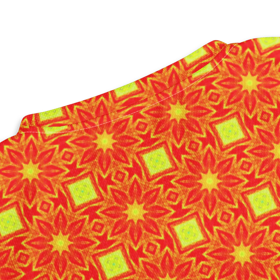 Abstract Orange Repeating Flower Unisex V Neck Sports Jersey product image (5)