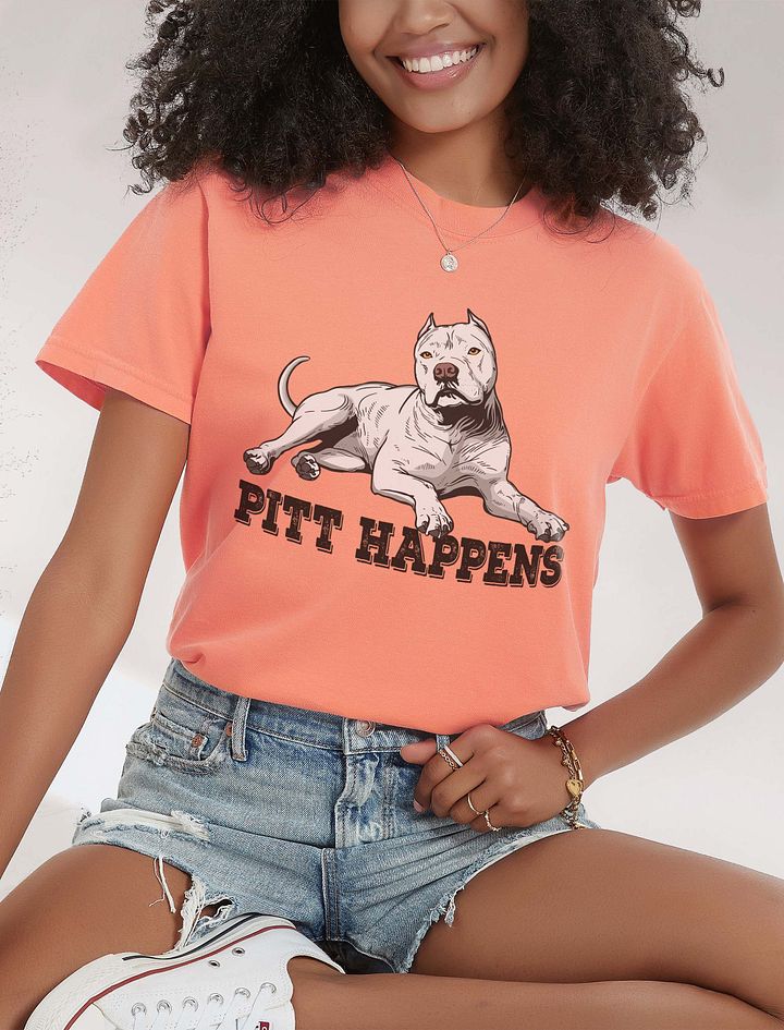 Pitt Happens T-Shirt of a Pitbull Terrier (Cropped Ears - White) | Funny T-Shirt for Pitbull, Bully, and Staffordshire Terrier Paw-rents product image (26)