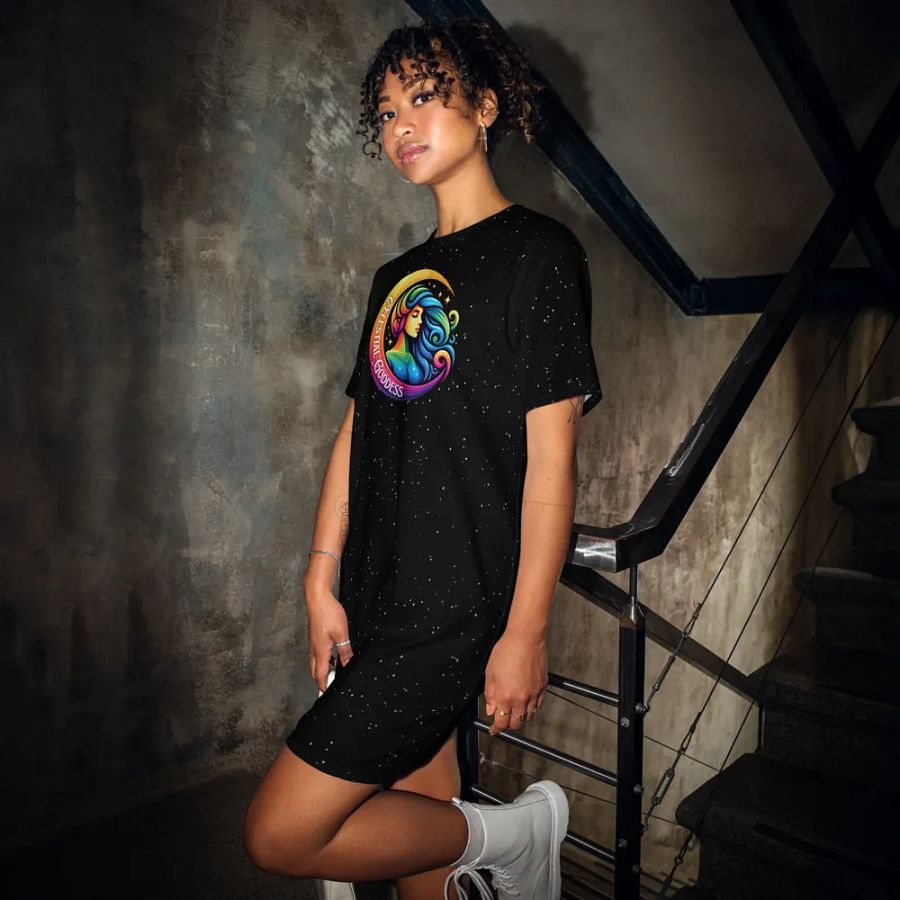 Celestial Crescent Moon T-Shirt Dress product image (1)