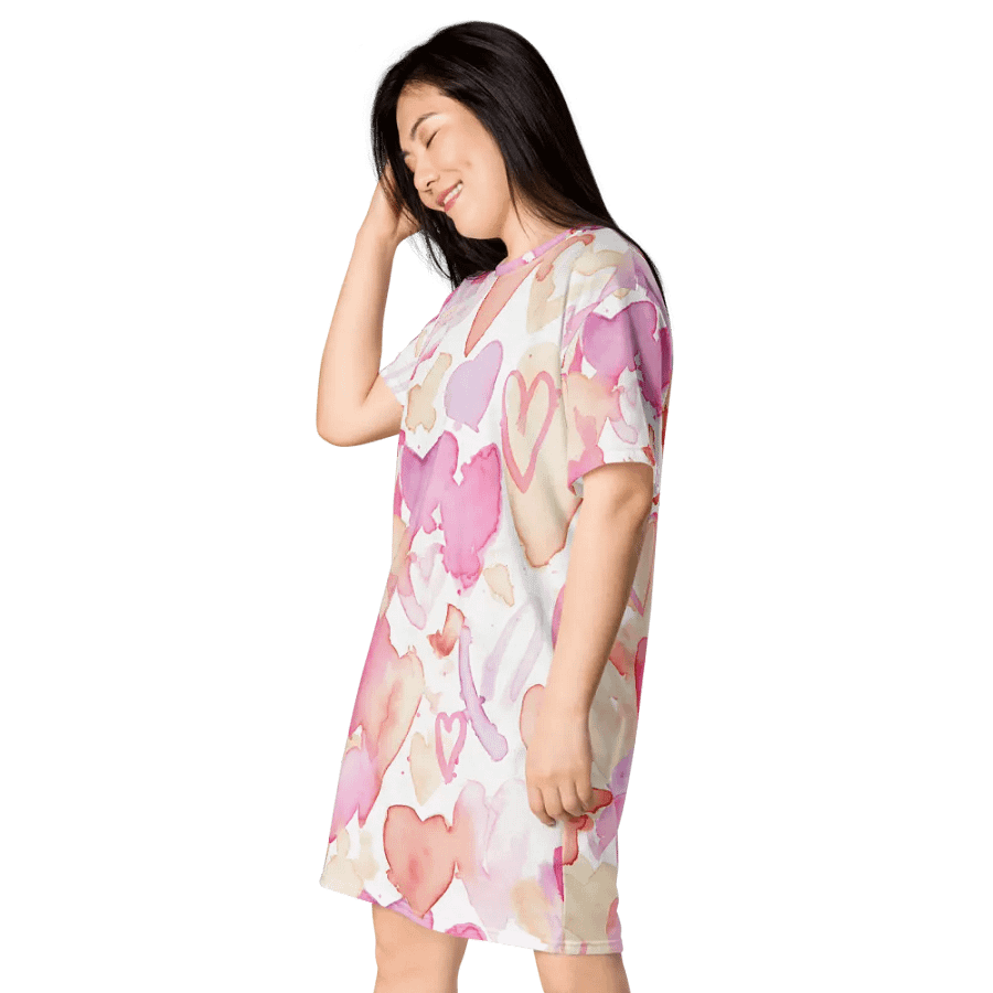 Happy Valentine Love seamless watercolour hearts Pattern T-shirt Dress product image (6)